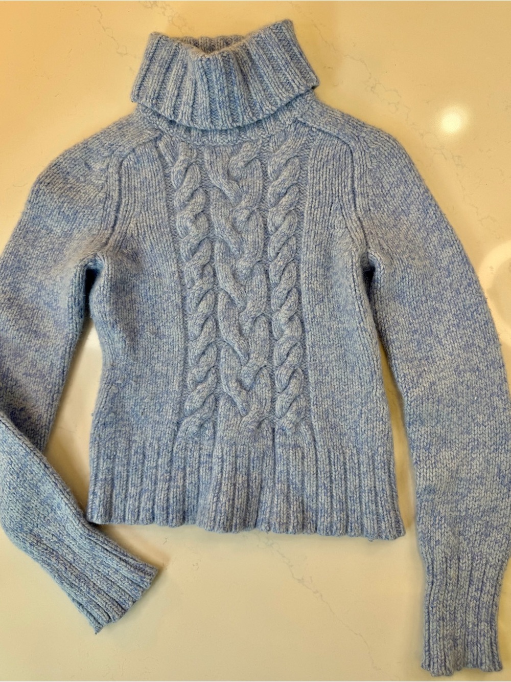 Express Merino Wool Angora Cashmere Cable Knit Turtleneck Sweater M Blue